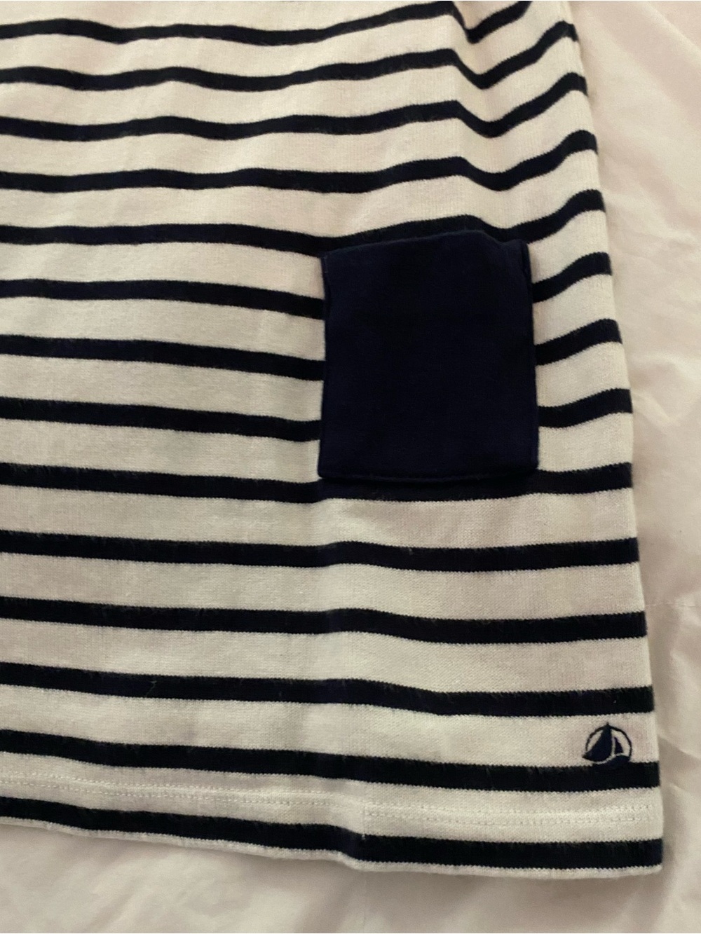Petit Bateau Navy & White Striped Peter Collar Dress 4T - Picture 2 of 6